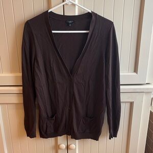 Talbots Dark Brown V-Neck Button Front Cardigan